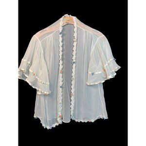 Vintage Pauline’s Crousseau Breakfast Sheer Lace Chiffon Coat Jacket OS